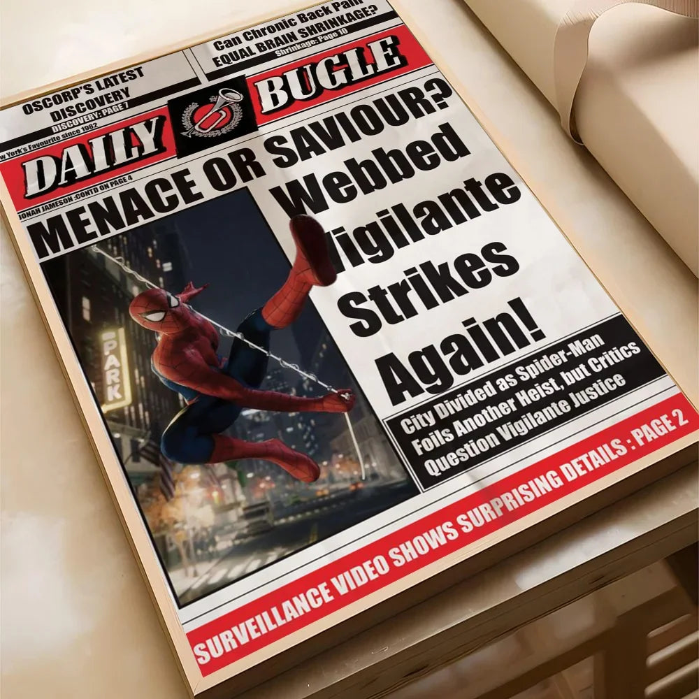 Spider-Man Vintage Newspaper Canvas Poster