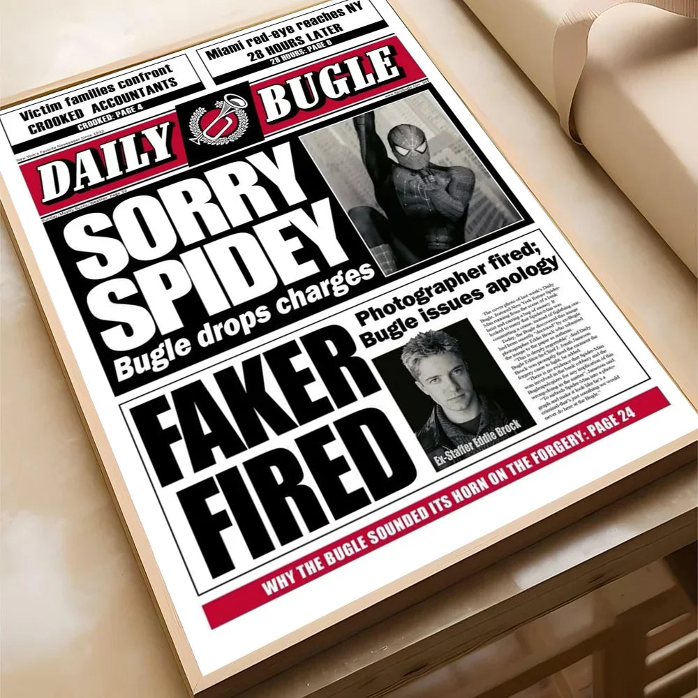 Spider-Man Vintage Newspaper Canvas Poster