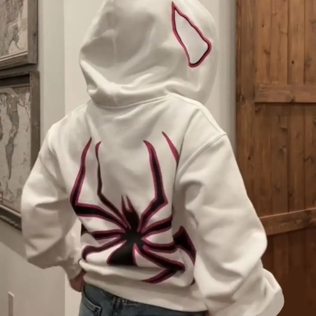 Spider-Man Full-Zip Y2K Streetwear Hoodie