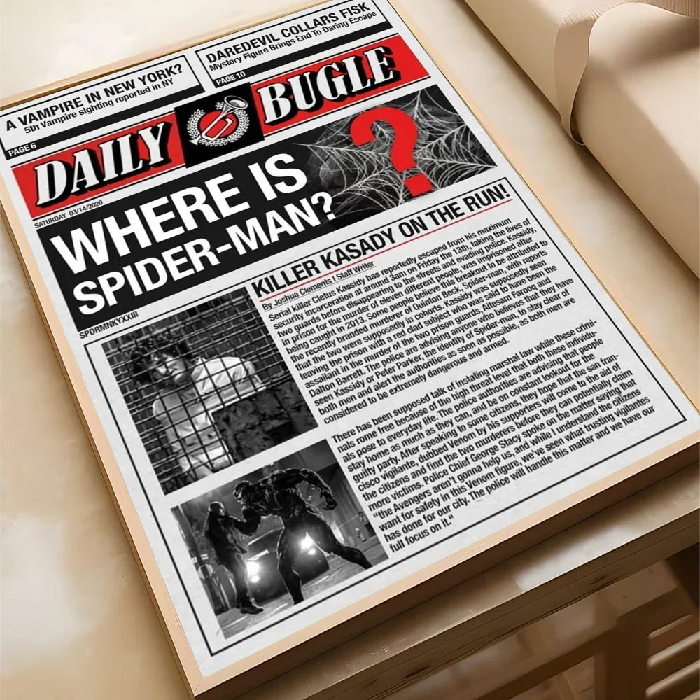Spider-Man Vintage Newspaper Canvas Poster
