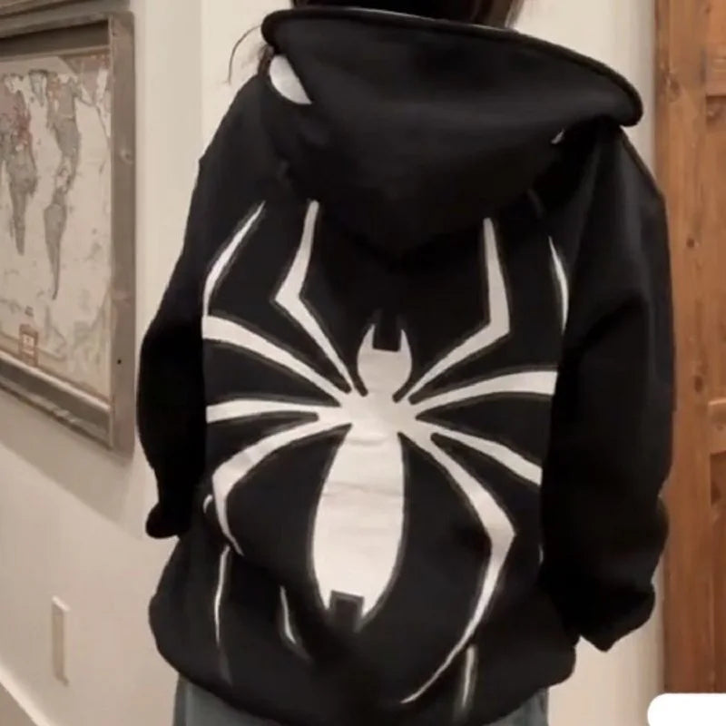 Spider-Man Full-Zip Y2K Streetwear Hoodie