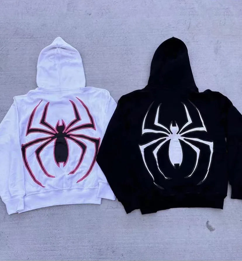 Spider-Man Full-Zip Y2K Streetwear Hoodie