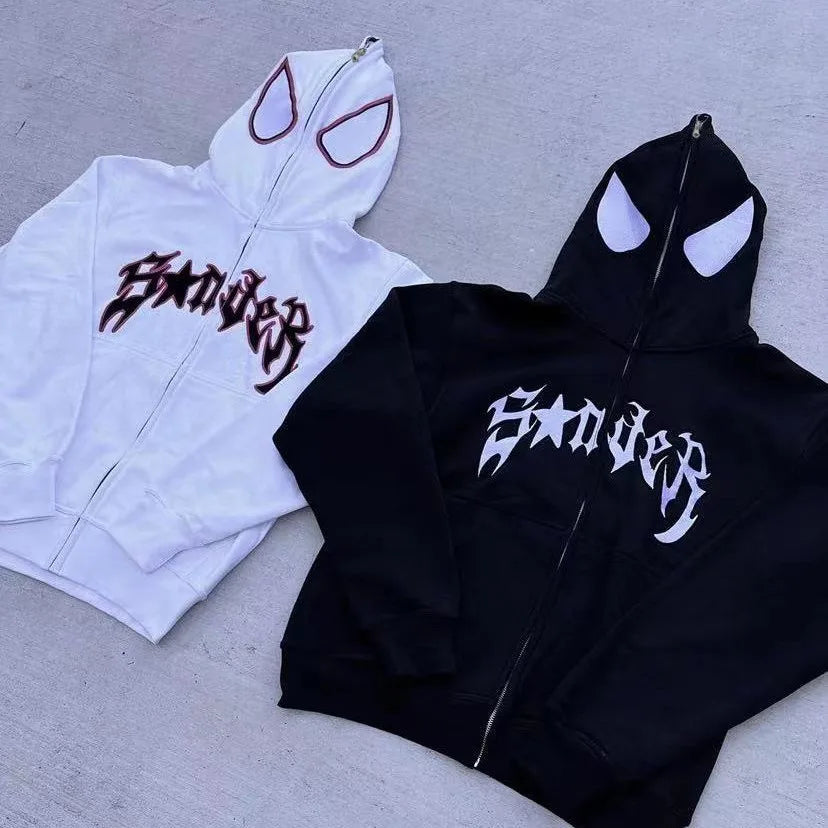 Spider-Man Full-Zip Y2K Streetwear Hoodie