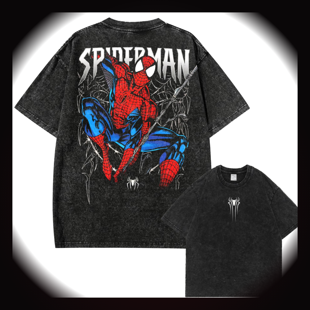Vintage Spider-Man Washed Black Oversized Tee